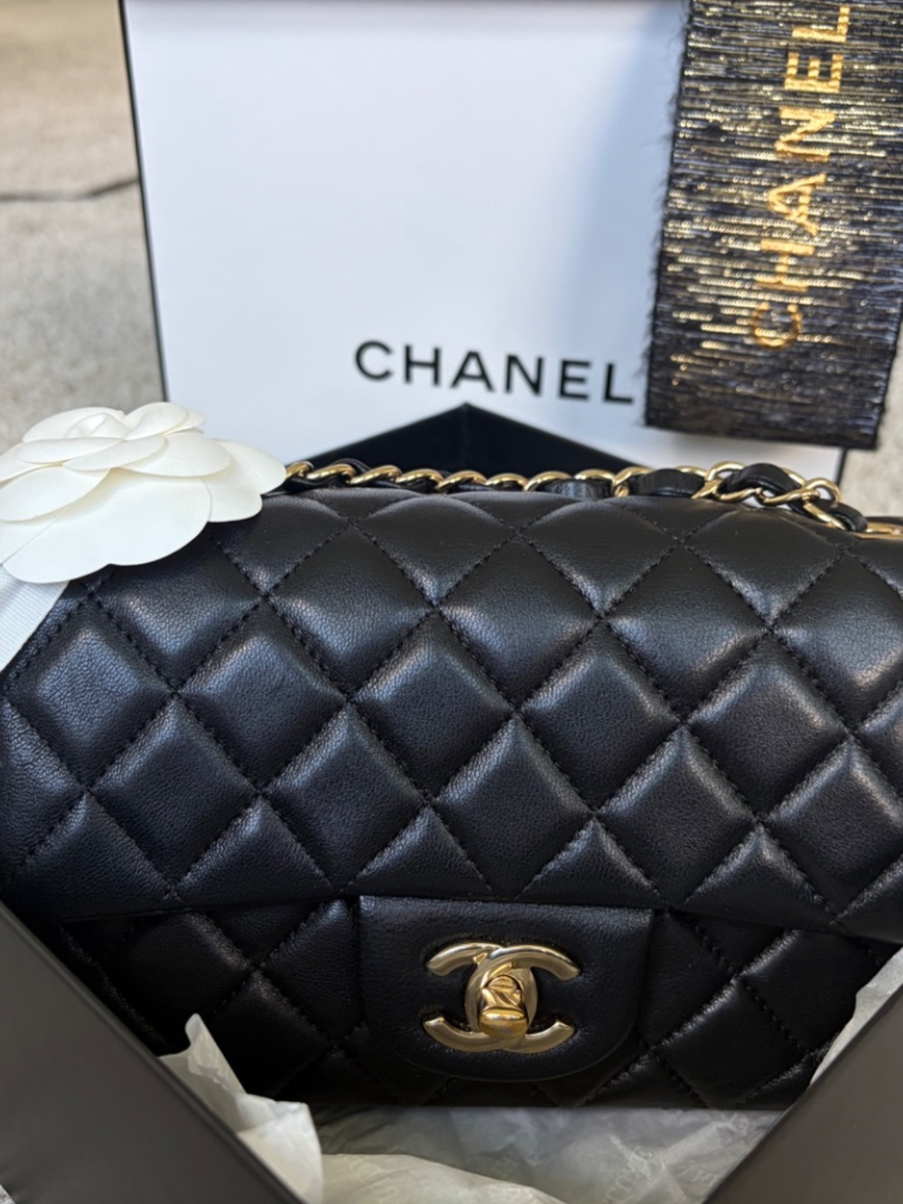 Chanel Classic Black Lambskin Flap Rectangular Mini LGHW 24 series - Picture 3 of 17